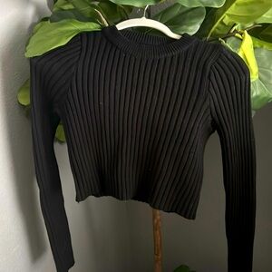 Two piece set black crop top with skirt